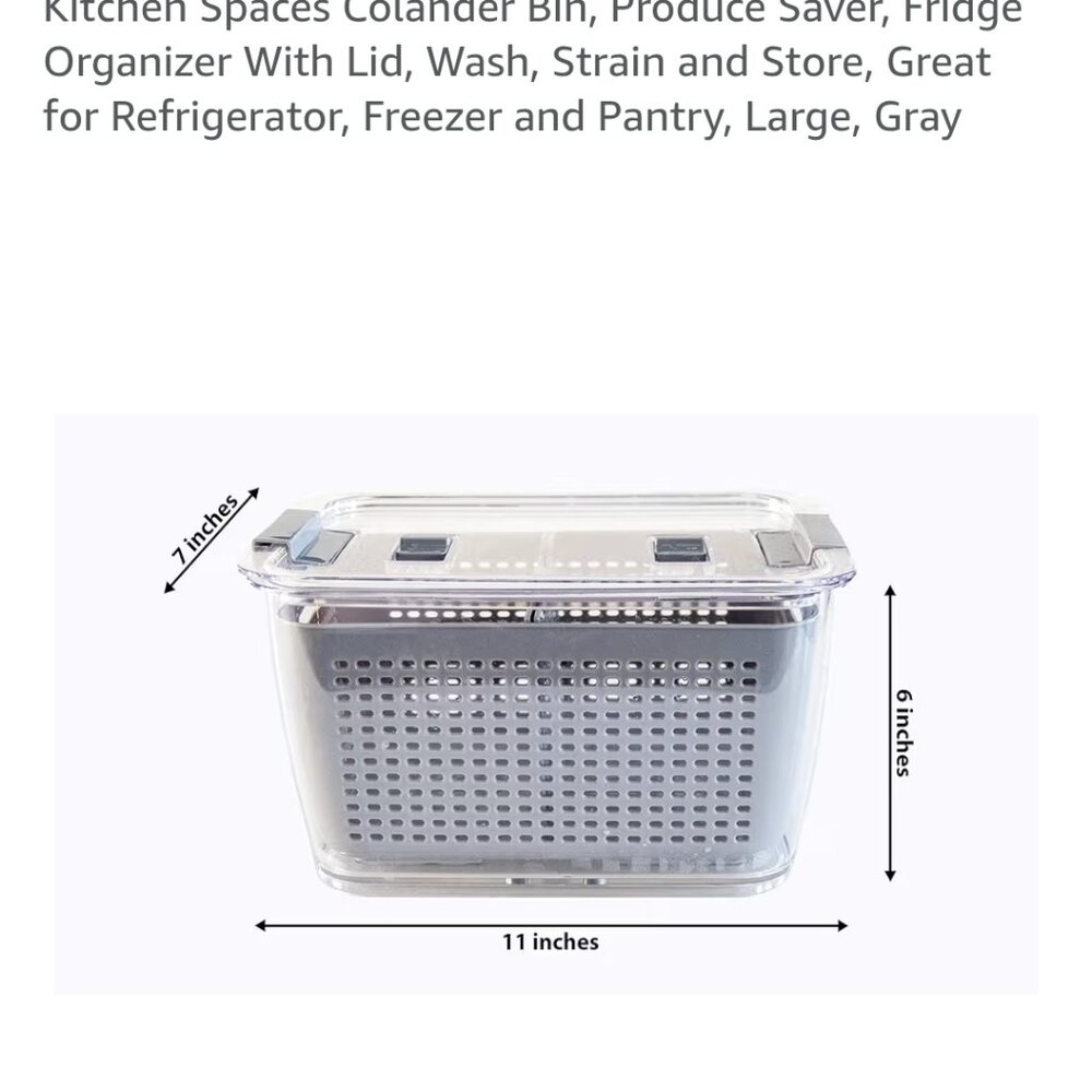 Kitchen Spaces Stackable Fridge Storage Colander Containers for Fresh Produce - Picture 5 of 5